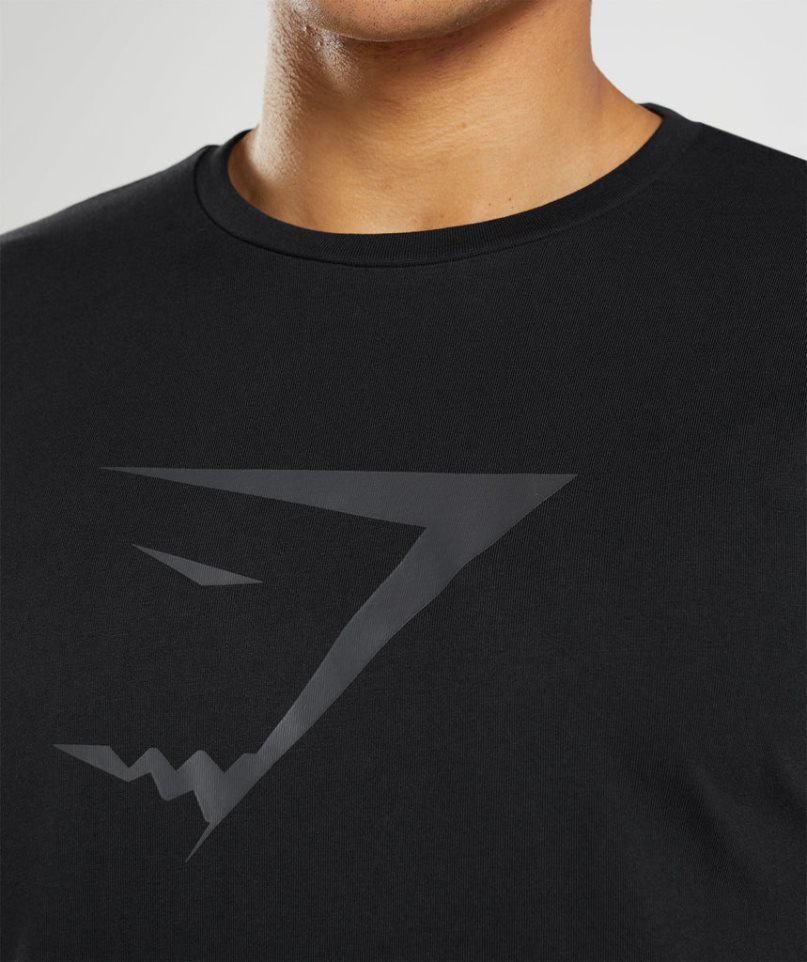 Men's Gymshark Sharkhead Infill T-Shirts Black | NZ 2DNAOT